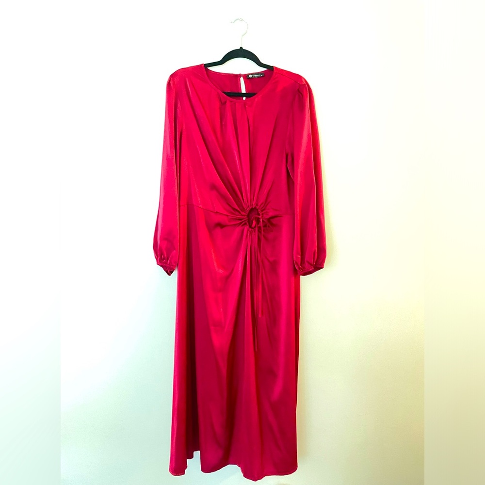 Satin wine red semi-formal dress